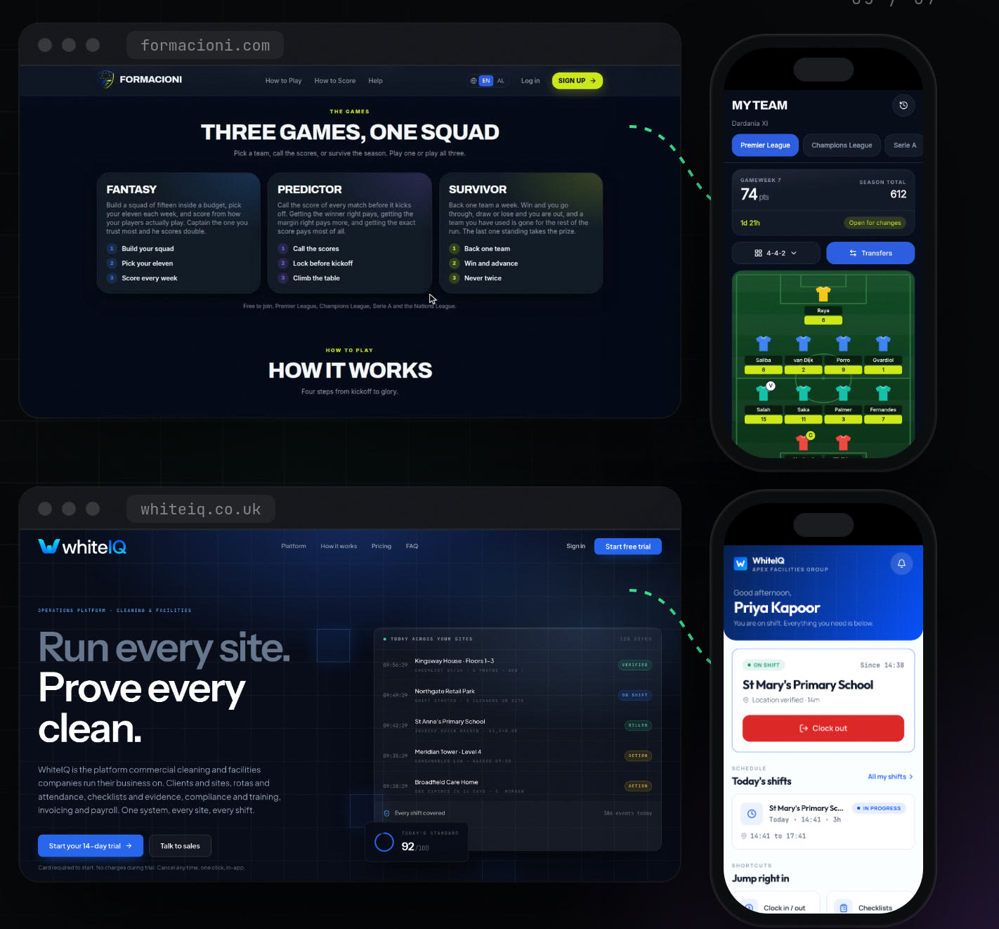 Existing websites alongside the native apps built from them